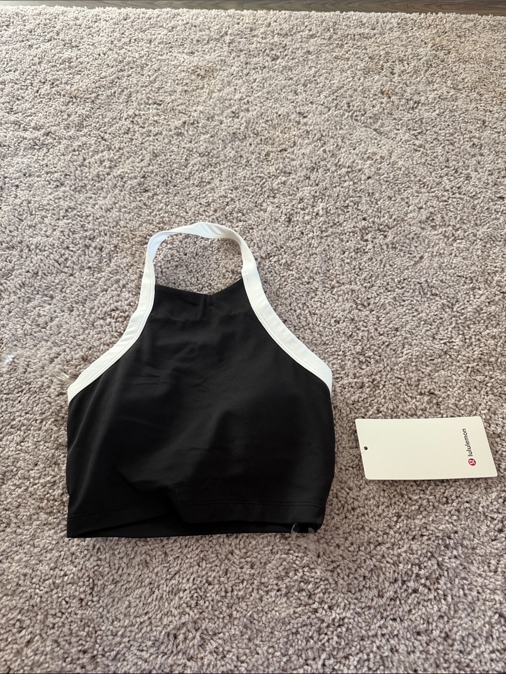 lululemon athletica Black Crop Halter with White Trim